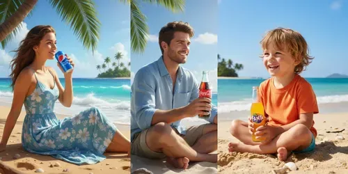 Sunny Beach Chill Drink Moments generated by gemini-image
