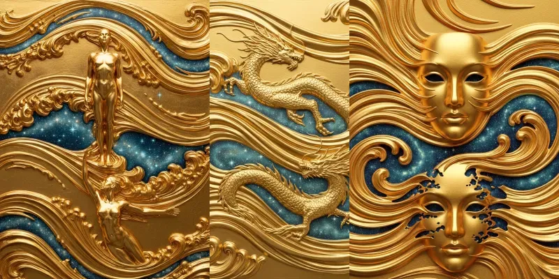 Golden Sculpted Flow Forms generated by undefined