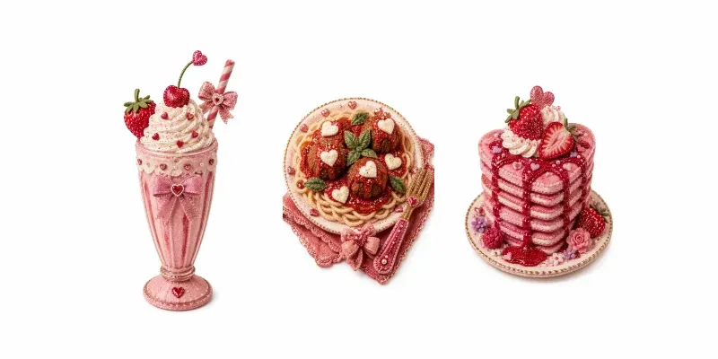 Felt Glitter Valentines Food Cliparts