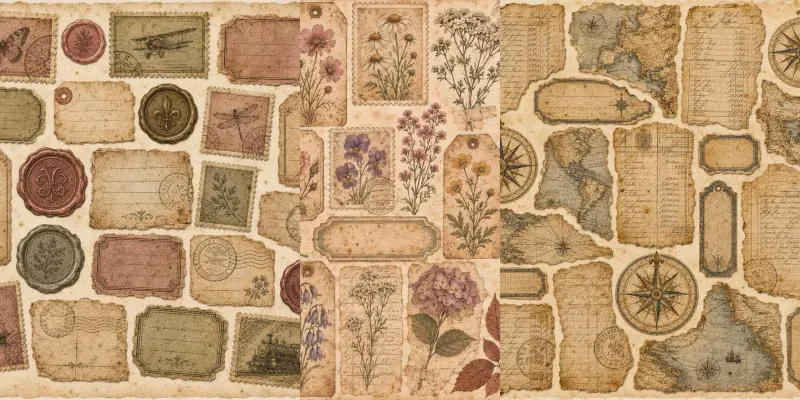 Vintage Ephemera Collage Sheets generated by undefined