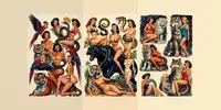 Retro Pinup Animal Sheets grok-image prompt mini thumbnail