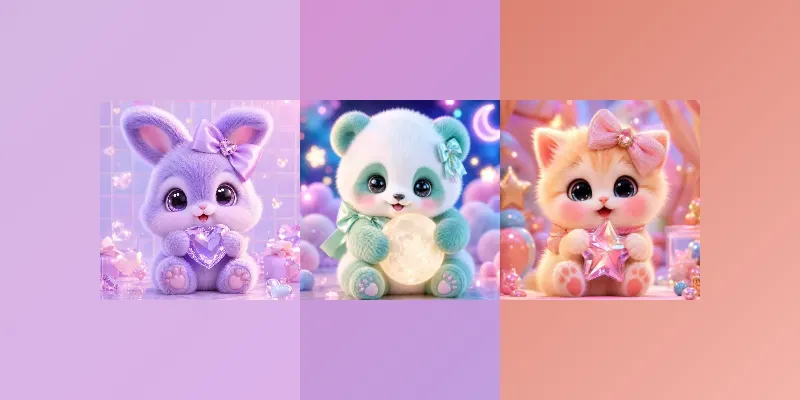 Kawaii Pastel Baby Animals generated by undefined