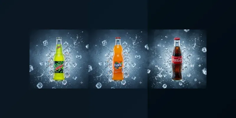 Ultrarealistic Floating Cold Drink Bottles