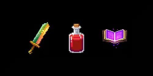 16bit Retro Pixel Art Game Icons generated by midjourney