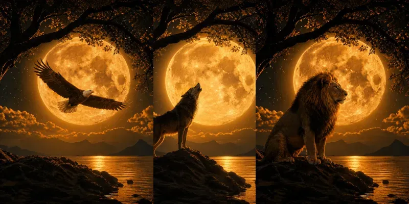 Golden Lunar Wildlife generated by undefined