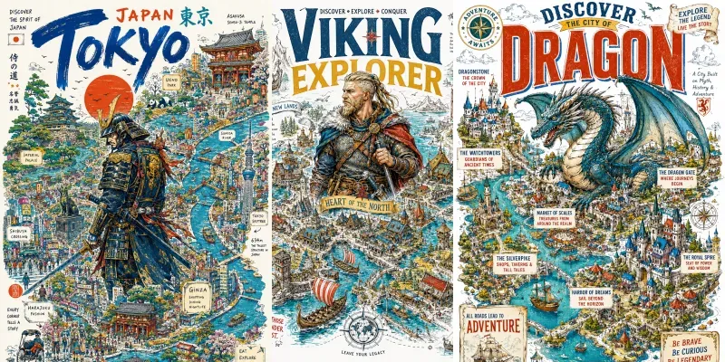 Whimsical Character City Maps generated by undefined