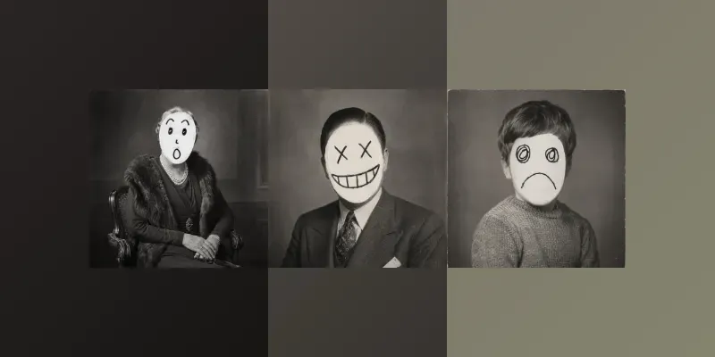 Crude Handdrawn Faces On Photos generated by undefined