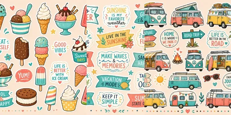 Summer Beach Bullet Journal Stickers generated by undefined