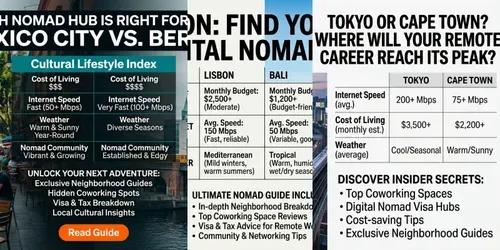 Digital Nomad Travel Guide Layouts generated by gemini-image