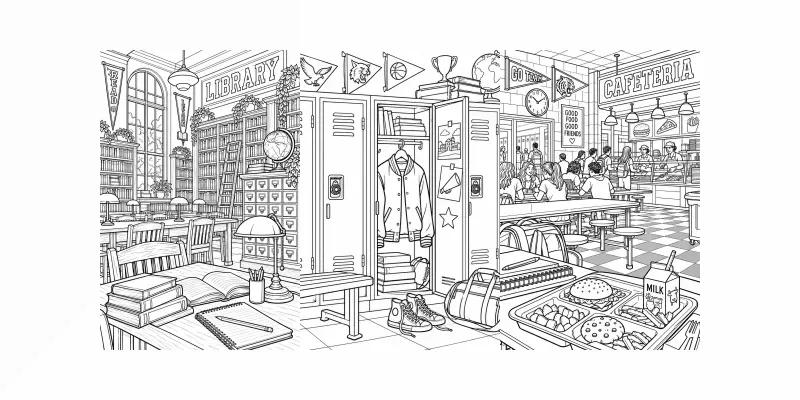 Retro High School Coloring Pages