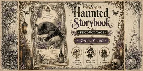 Haunted Storybook Product Tags generated by midjourney