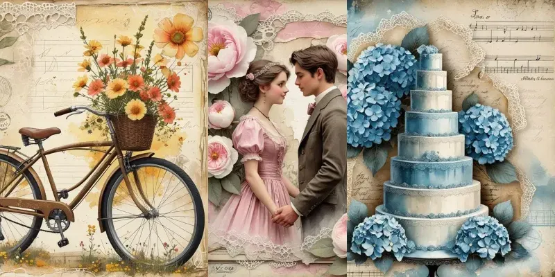 Vintage Romantic Ephemera Journal Art generated by undefined
