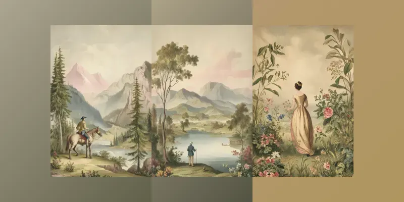 Vintage Pastel Landscape Illustrations generated by undefined
