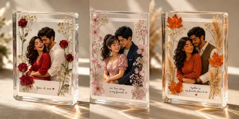 3D Transparent Acrylic Couple Photos generated by undefined