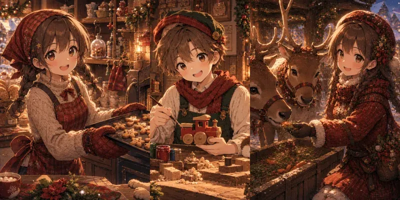 Cozy Christmas Village Anime Characters generated by undefined