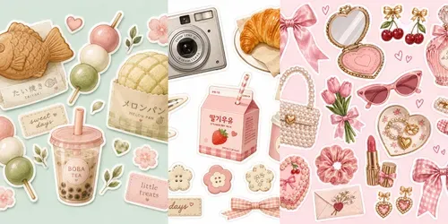 Cute Aesthetic Flat Lay Sticker Cliparts generated by chatgpt-image