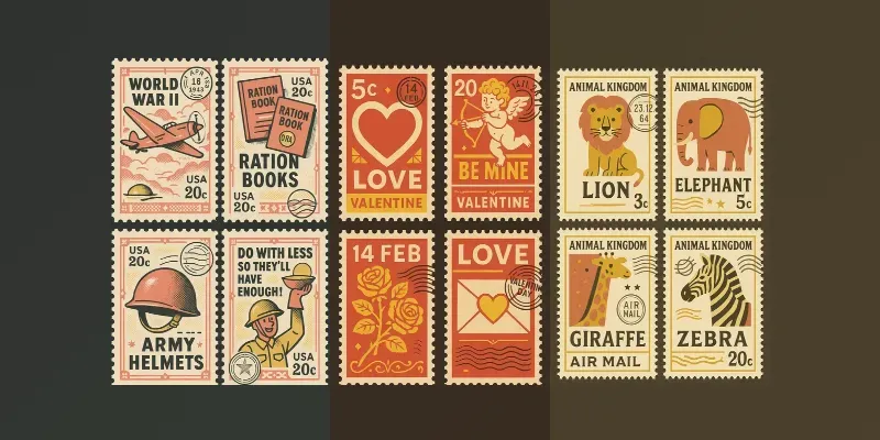 Retro Postal Art Graphics Bundles generated by undefined