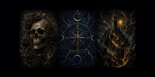 Dark Fantasy Navy Liquid Gold Art generated by chatgpt-image