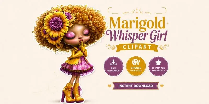 Marigold Whisper Girl Clipart generated by undefined