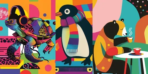 Quirky Pop Art Animal Illustrations generated by midjourney