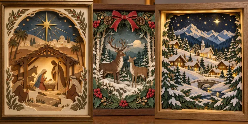 Christmas Layered Paper Shadow Boxes