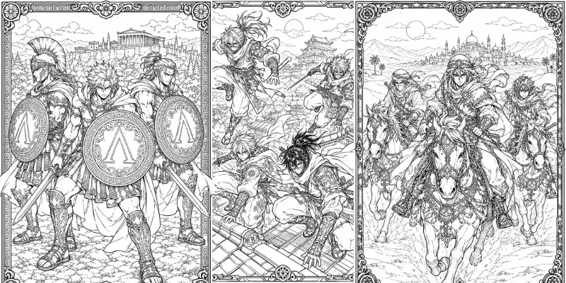 Create Anime Warrior Coloring Pages generated by undefined