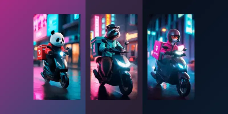 Cinematic Animal Delivery Riders generated by undefined