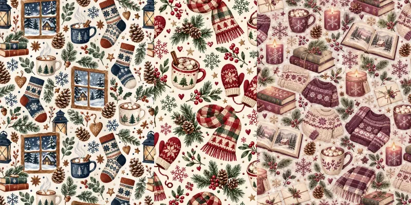 Cozy Snow Days Seamless Patterns