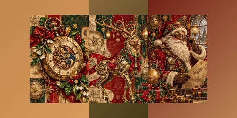 Victorian Steampunk Christmas Ephemera