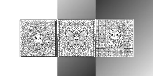 Kawaii Stained Glass Coloring Pages generated by gemini-image