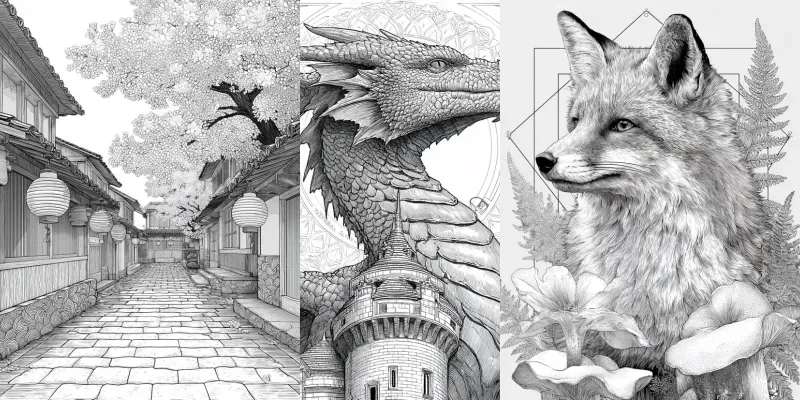 Intricate Adult Coloring Pages generated by undefined