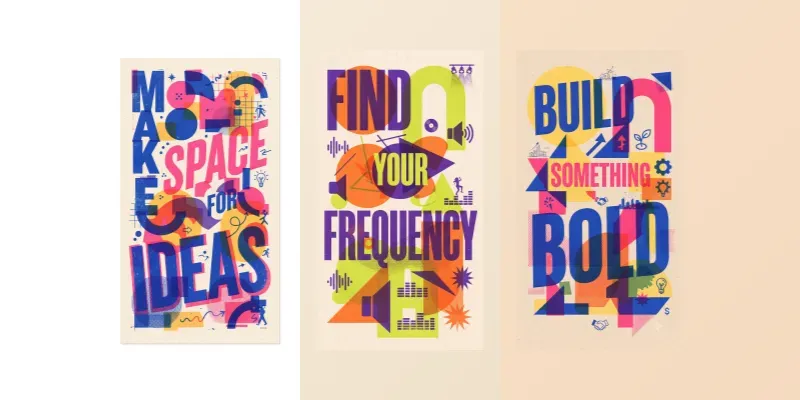 Modern Risograph Typography Posters generated by undefined