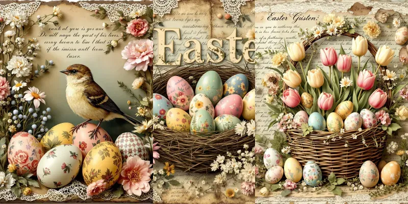 Easter Illustration Spring Collage Art generated by undefined