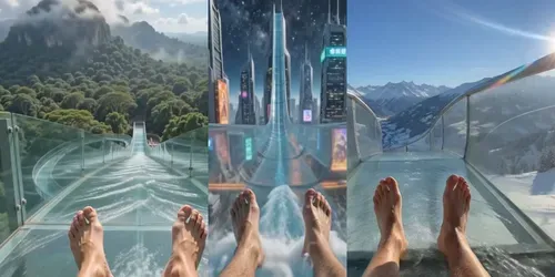 Pov Glass Water Slide Videos generated by veo