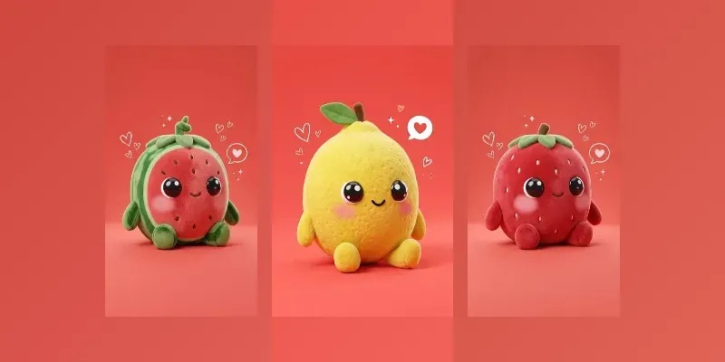 Adorable Kawaii Plush Fruit Characters generated by undefined