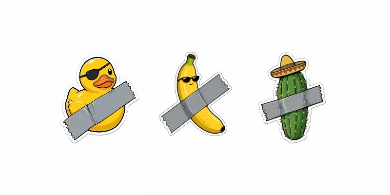 Parodies Of Maurizio Cattelans Stickers generated by undefined