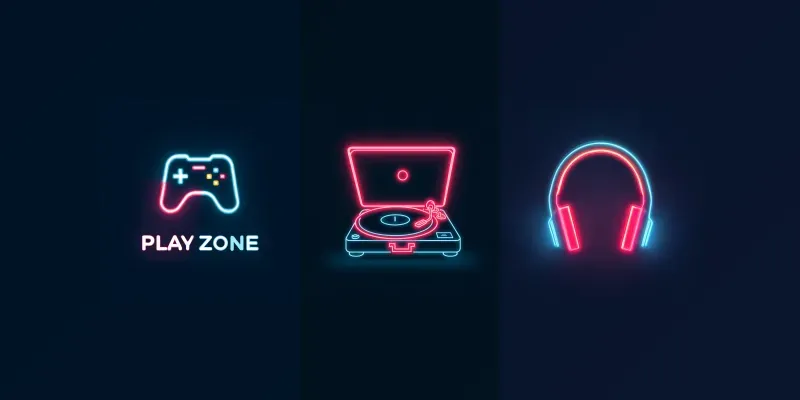 Minimalistic Neon Gaming Icons generated by undefined