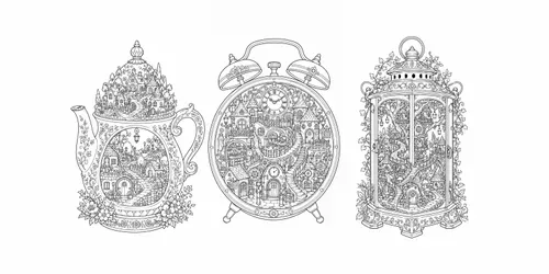 Miniature Hidden Worlds Coloring Pages generated by chatgpt-image