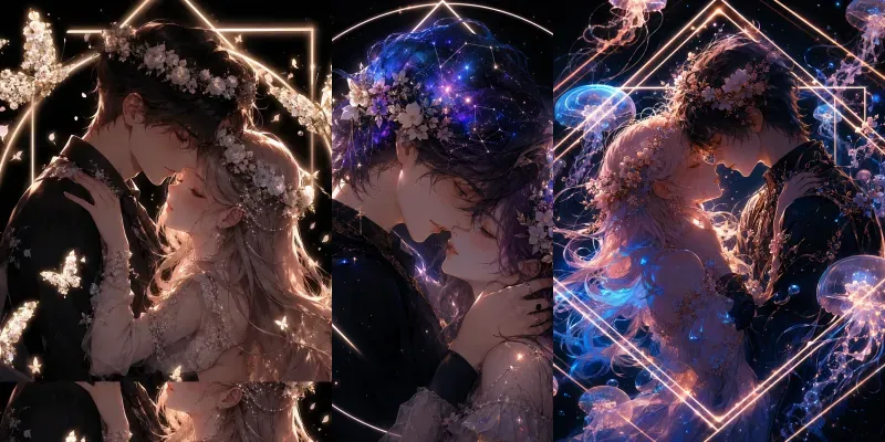 Neon Blossom Embrace Dreamy Anime generated by undefined