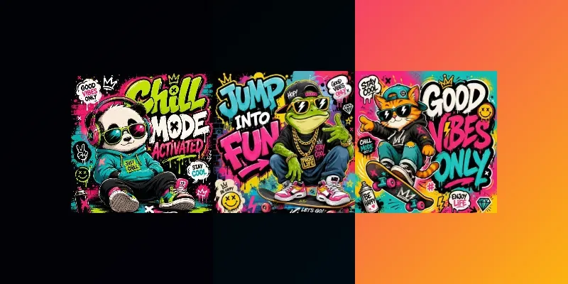 Colorful Street Style Cartoon Poster Art generated by undefined
