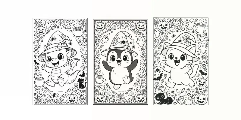 Kdp Halloween Cute Animal Coloring Pages generated by undefined