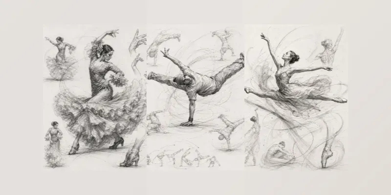 Dance In Motion Sketch Posters generated by undefined