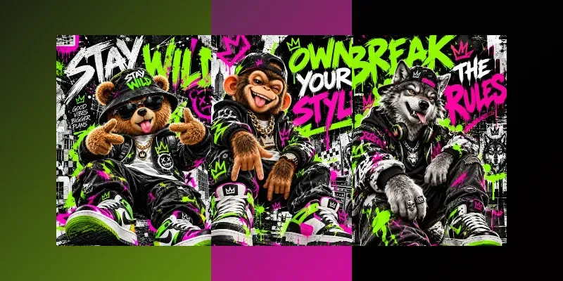 Neon Fuzzy Streetwear Posters