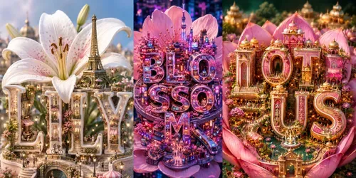 Miniature Flower City Typographies generated by chatgpt-image