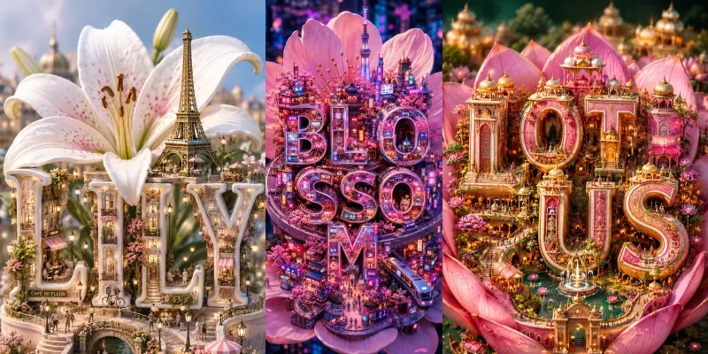 Miniature Flower City Typographies generated by undefined