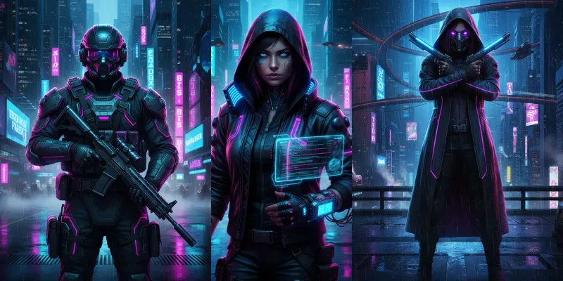 Cyberpunk Cinematic Character Poster Gens generated by undefined
