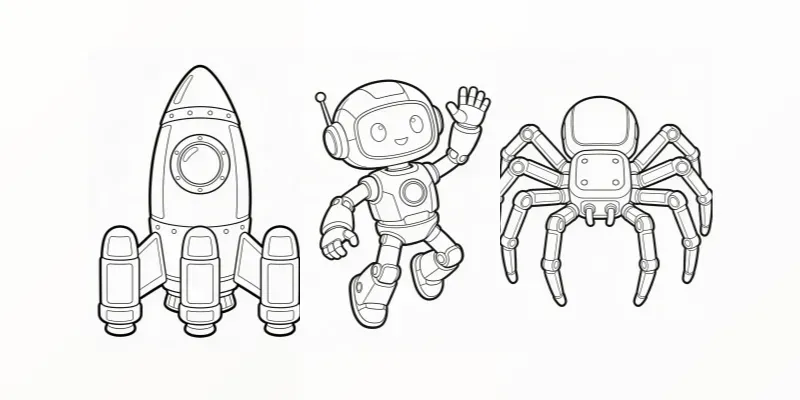 Futuristic Tech Vector Coloring Pages generated by undefined