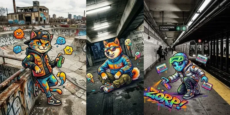 Mixedmedia Urban Cartoon Intervention Ps generated by undefined