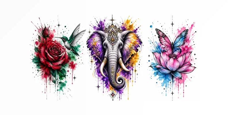 Watercolor Tattoo Flash Art Generator generated by undefined