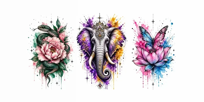 Watercolor Tattoo Flash Art Generator generated by undefined